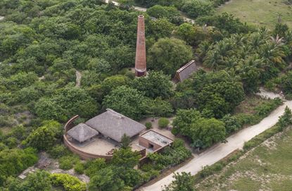 Orchid Pavilion as soon from above with its timber structure